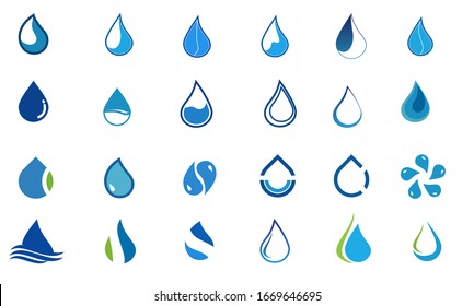 Set of Water drop logo design with modern concept. Oil icon vector illustration