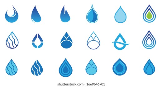 Set of Water drop logo design with modern concept. Oil icon vector illustration