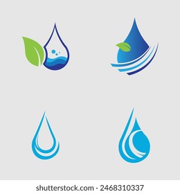 Conjunto de gota de agua Logotipo Diseño de Ilustración vectorial de Plantilla