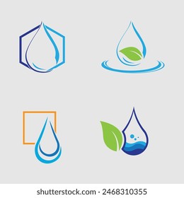 set of water drop Logo template vector illustration design