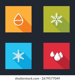 Set Water drop, Snowflake,  and  icon. Vector