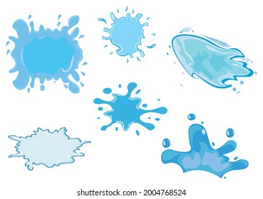Conjunto de caídas de agua y salpicaduras de Icono azul esparcido Ilustración para el fondo o adicional a su diseño