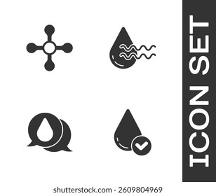 Set Water drop, tap,  and Recycle clean aqua icon. Vector