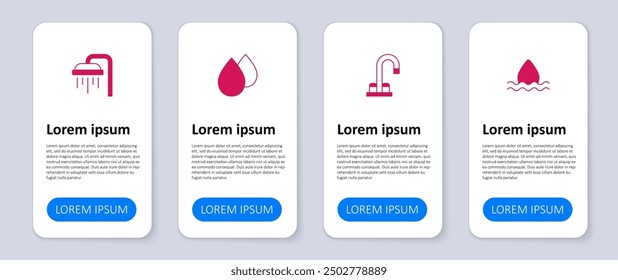Set Water drop, tap,  and Shower. Business infographic template. Vector