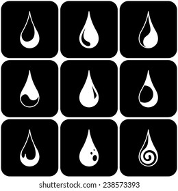 Set of water drops of different kind. Vector illustration