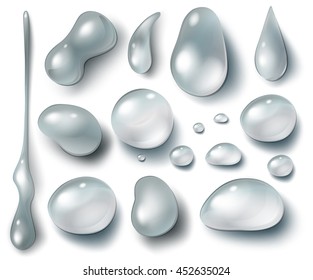 Conjunto de gotas de agua en diferentes formas ilustración