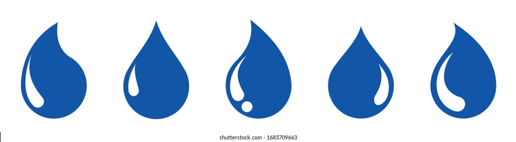 Conjunto de gotas de agua en un estilo plano. Vector