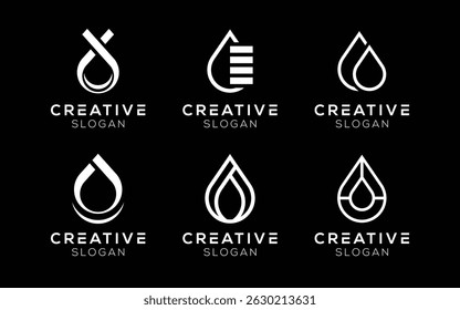 Set of Water Drops logo design templates. Modern isolated Water Drop symbols for education and technology