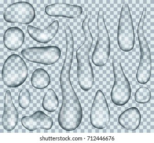 Set of water drops no transparent background. EPS 10 contains transparency.