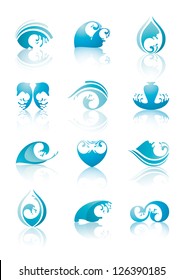 Set of Water and Drops signs, vector illustration