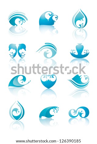 Set of Water and Drops signs, vector illustration