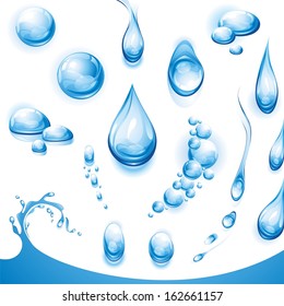 Set of water drops. Vector illustration.