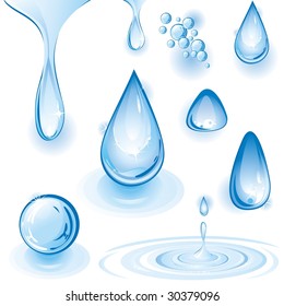 Set of water drops. Vector illustration.