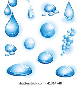 Set of water drops. Vector illustration.