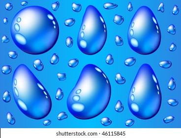 Set of water drops, vector illustration, mesh tools