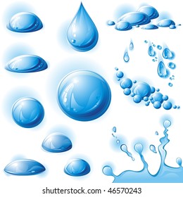  Set of water drops. Vector illustration.