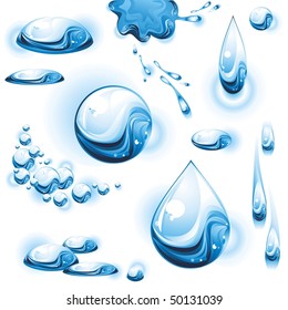 Set of water drops. Vector illustration.