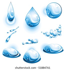 Set of water drops. Vector illustration.