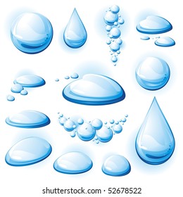 Set of water drops. Vector illustration.