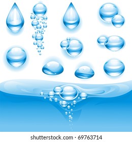 Set of water drops. Vector illustration.