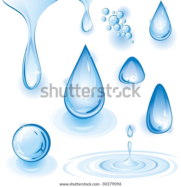 Set Water Drops Vector Illustration Stock Vector (Royalty Free) 30379096