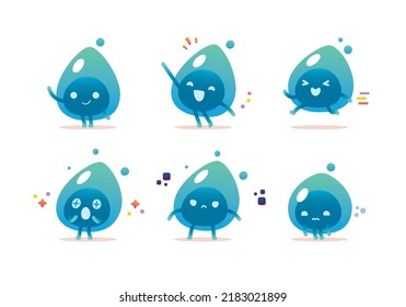 set of water element cartoon character mascot

