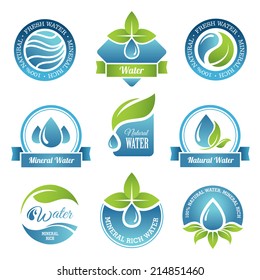 Set of water emblems and labels in vector