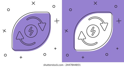 Set Water energy icon isolated on white and purple background. Ecology concept with water droplet. Alternative energy concept.  Vector