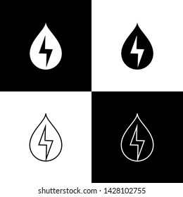 Set Water energy icons isolated on black and white background. Ecology concept with water droplet. Alternative energy concept. Vector Illustration