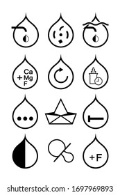 CONJUNTO DE ICONOS DE FILTRO DE AGUA NEGRO - ilustración vectorial