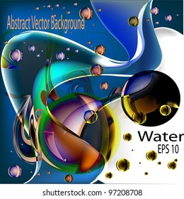 Set water, a fountain, splashes, bubbles. A background for labels. eps 10