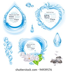 Set of water frames and design elements. (vector illustration)