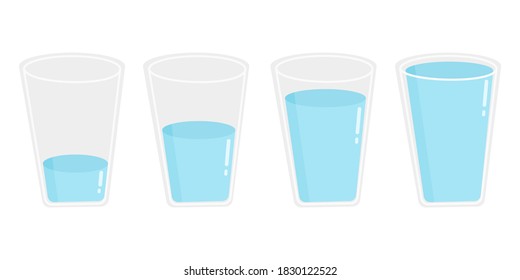 set of water Glasses isolate on white background.