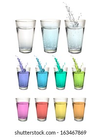 Set of water glasses over white background. Vector design 