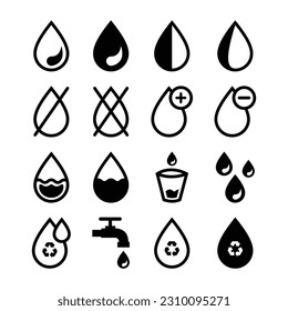set water icon collection. Editable vector pack of water line icons. A drop of water. vector