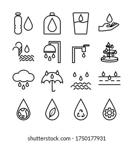 set Water icon outline on white background , vector eps10