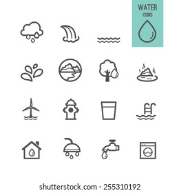 Set Of Water Icon. Vector Illustration.