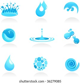 set of WATER icons and elements