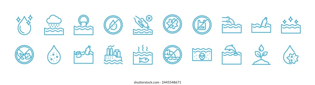 Reihe von Wasser-Icons, Wasserverschmutzung, Umwelt