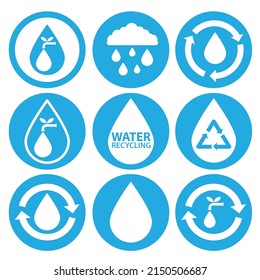 Set of water icons. Save water concept. Vector illustration.