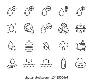 set of water icons, such as filter, liquid, aqua