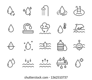 set of water icons, such as filter, liquid, aqua