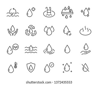 set of water icons, such as filter, liquid, aqua