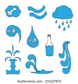 Set of Water Icons. Vector illustration. Isolated on white
