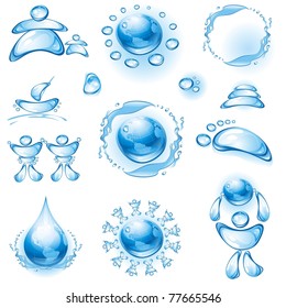 Set of water icons. Vector illustration.
