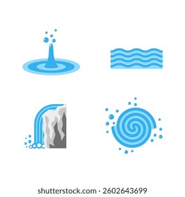 Set water icons and white background