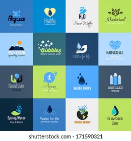 Set of Water icons-cards. Vector