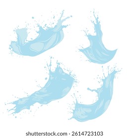 Set of water or liquid splash or drop icons. Vector icons of flowing drop, wave, splash, nature splash isolated on white background. Dripping liquid. Water spill22