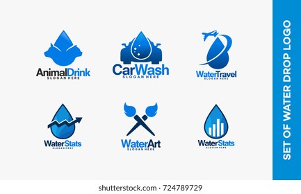 Set of Water Logo Creation designs vector, Set of Pure water logo template