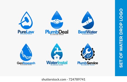 Set of Water Logo Creation designs vector, Set of Pure water logo template